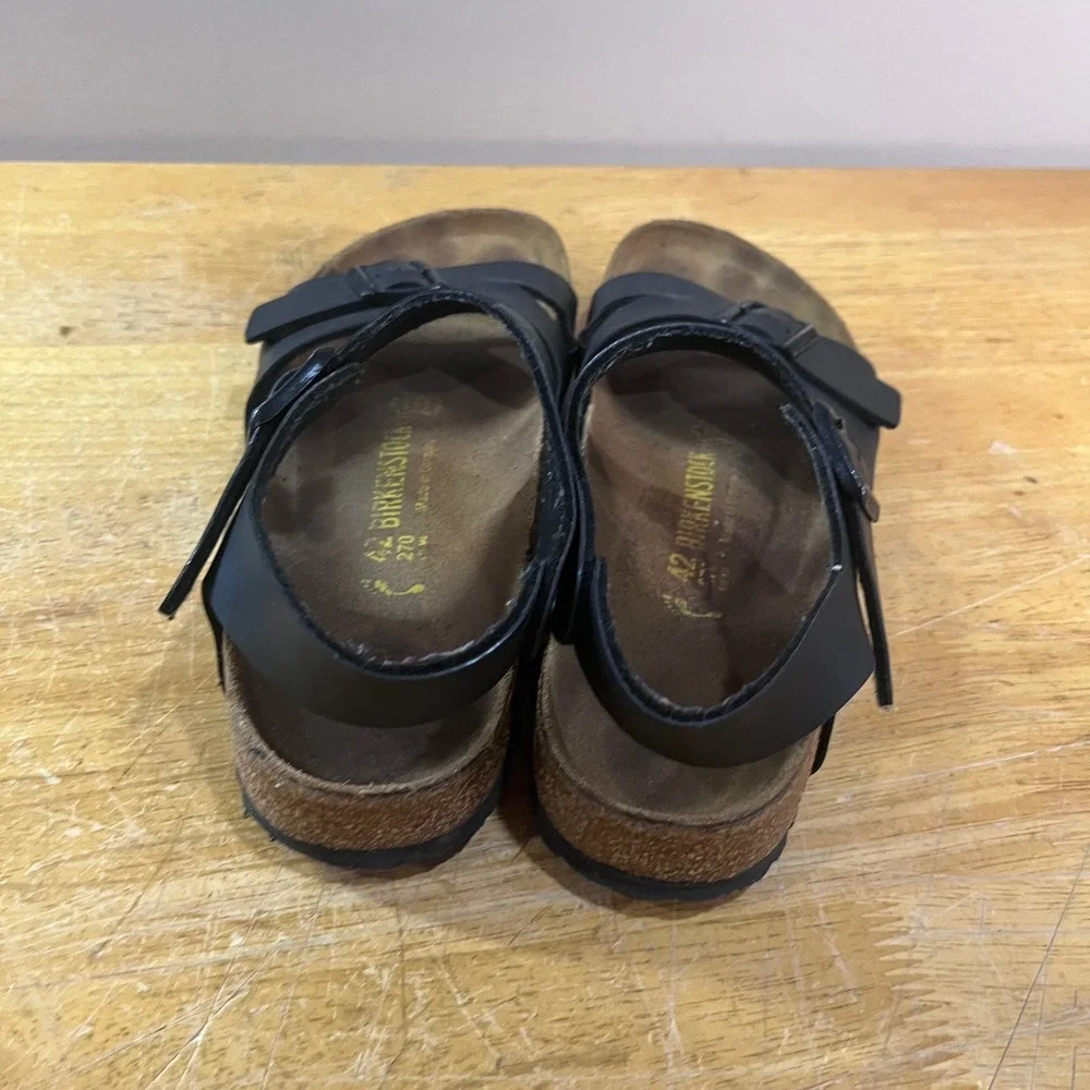 Birkenstock Rio Black Birko-Flor Ankle Strap Sandals EU 42 L11 M9